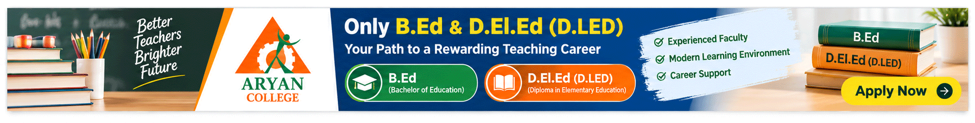 Admissions Open 2026 - B.Ed & D.El.Ed at Aryan College
